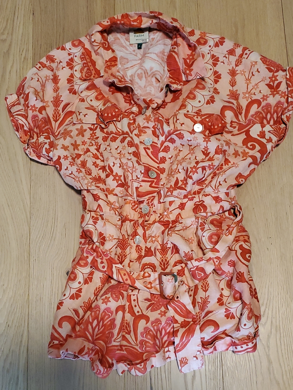 Farm Rio Jaipur Linen Romper Size XL - Picture 2 of 5